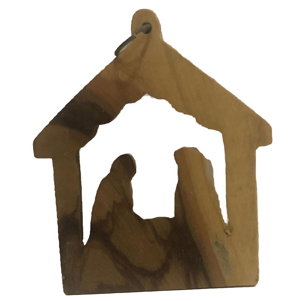 Bethlehem Vintage Wooden Nativity Jesus Mary Joseph Christmas Tree Ornament Holy